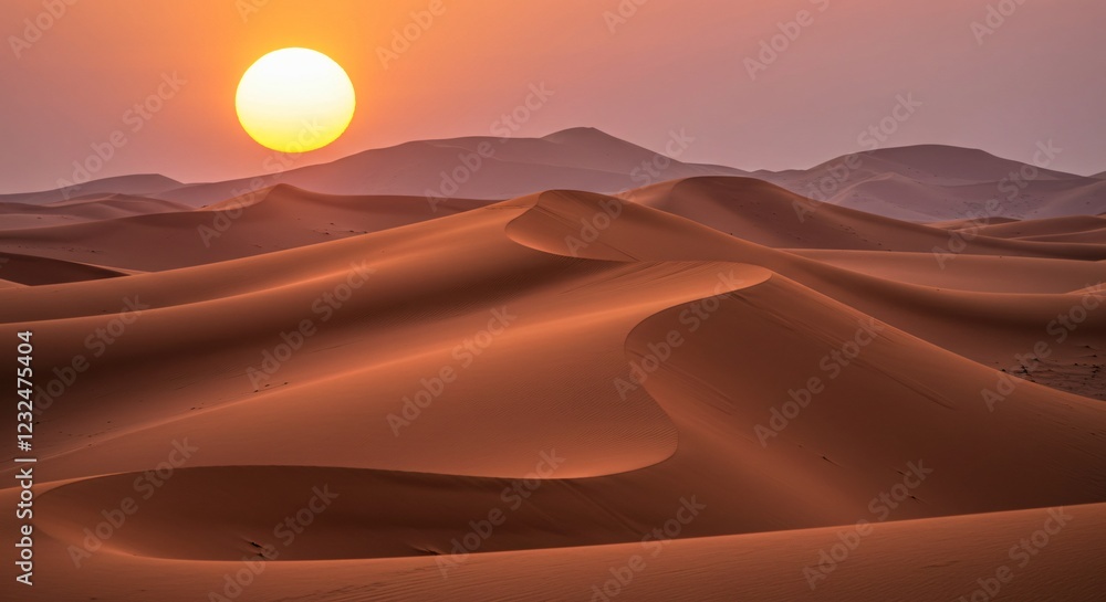 Golden sand dunes stretch endlessly under a glowing sun, casting soft shadows in the serene desert landscape, creating a breathtaking and tranquil scene at sunset. Golden sand dunes stretch endlessly under a glowing sun, casting soft shadows in the serene desert landscape, creating a breathtaking and tranquil scene at sunset.