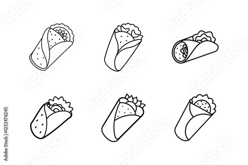 burritos icon line art vector illustration