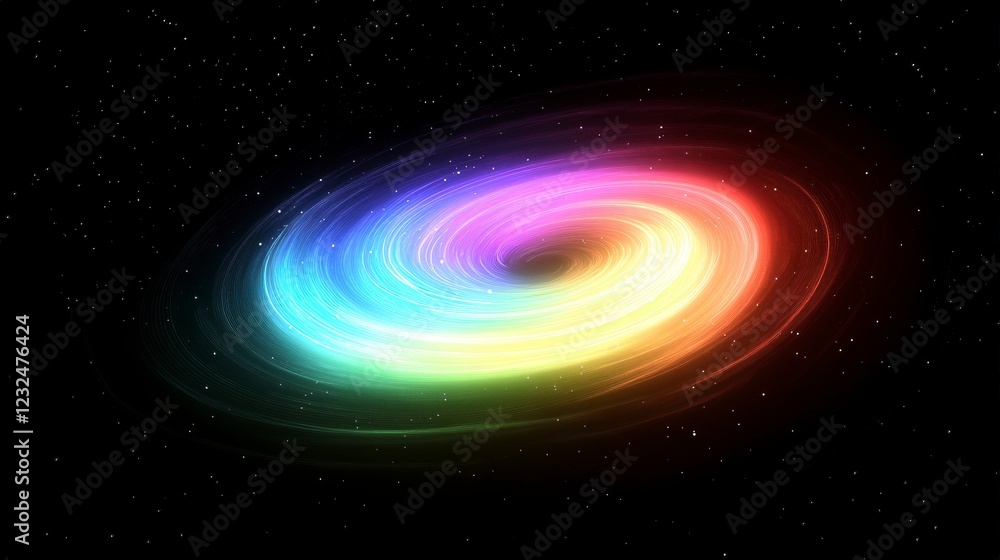 Colorful Neon Spiral Pattern in Galaxy with Vibrant Lights Colorful Neon Spiral Pattern in Galaxy with Vibrant Lights