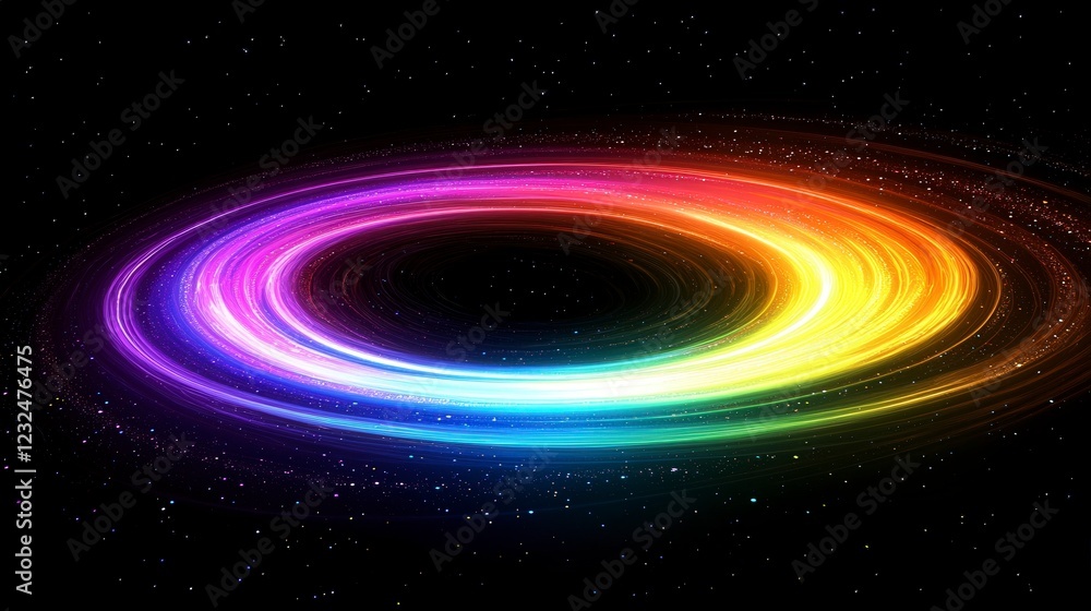 Vibrant Neon Rainbow Spiral Light Creating Galactic Swirls Vibrant Neon Rainbow Spiral Light Creating Galactic Swirls