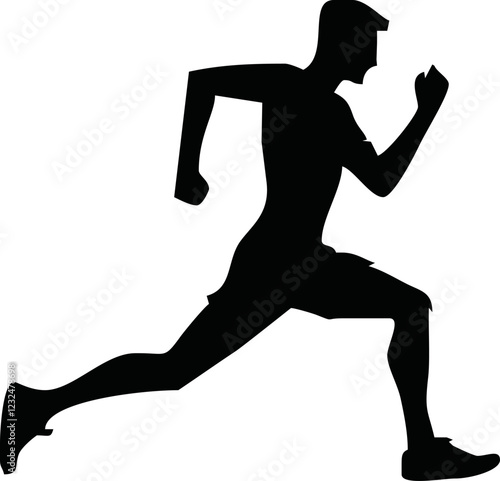 Runner silhouette set of sprinter, runner and jogger running track or jogging. People silhouette in outline. men athletes racing.