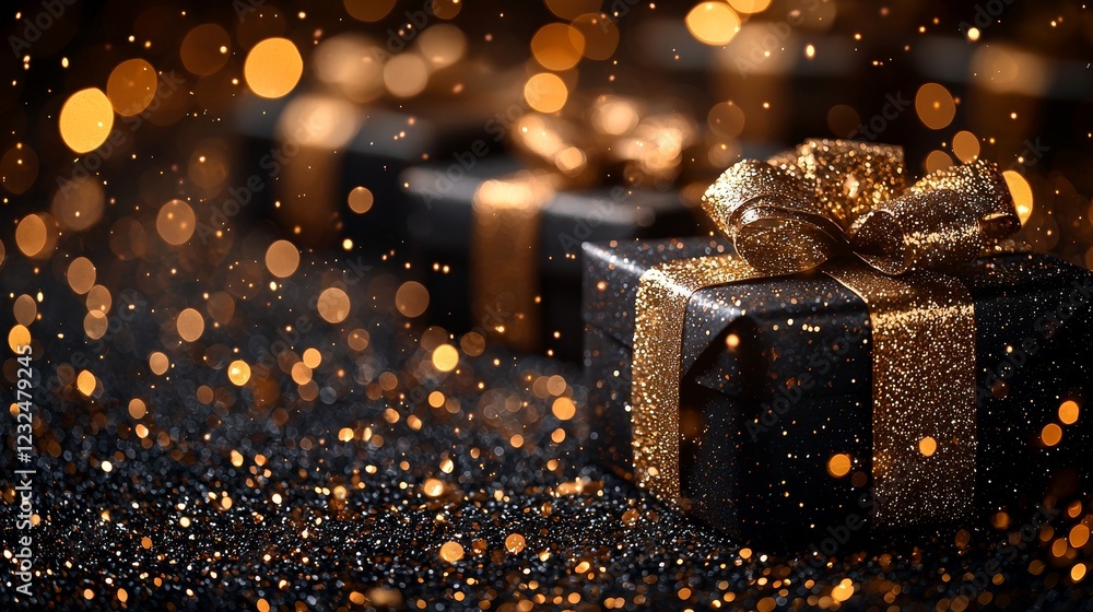 A magnificent gift box with a luxurious gold bow, ideal for special occasions A magnificent gift box with a luxurious gold bow, ideal for special occasions