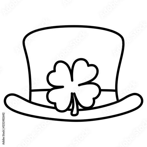 cute kawaii Groovy Retro St. patrick Hat outline cartoon doodle illustration