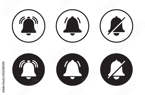 Incoming inbox message icon. Notification icon. Notification bell icon set. Vector illustration