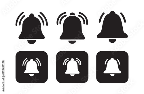 Incoming inbox message icon. Notification icon. Notification bell icon set. Vector illustration