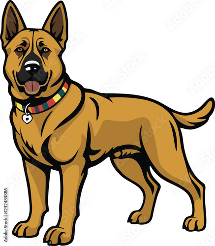 Belgian Malinois dog mascot logo design concept vector illustration white background