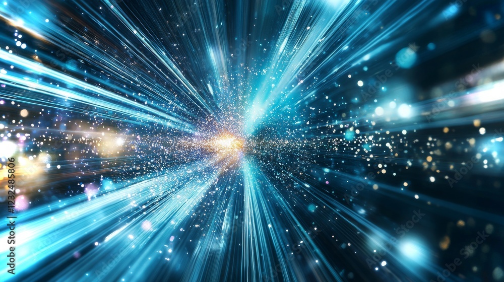 Fototapeta premium Vibrant cosmic journey through swirling lights and particles in stunning detail