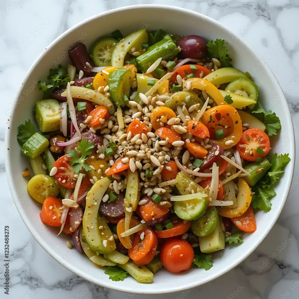 Vibrant Summer Vegetable Salad with Pine Nuts Vibrant Summer Vegetable Salad with Pine Nuts