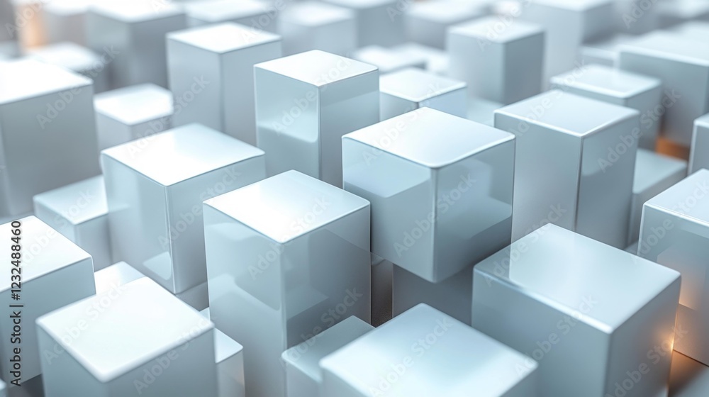 Futuristic White Geometric Cubes Background. Generative AI Futuristic White Geometric Cubes Background. Generative AI