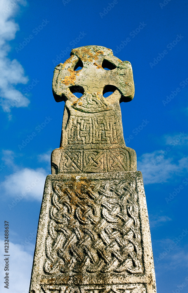 Carew Cross. In village of Carew, Pembrokeshire, Wales. 11 C. Celtic Christian stone cross commemorates King Maredudd ab Edwin