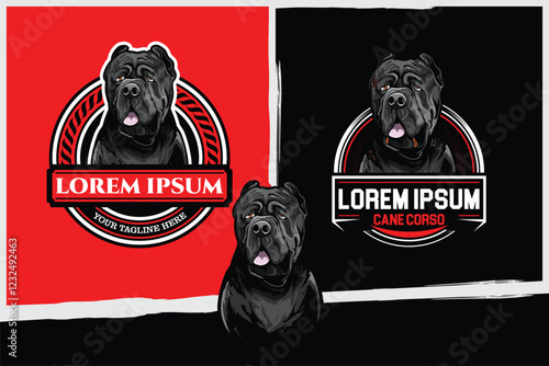 Cane Corso Dog head Cartoon Character vector logo