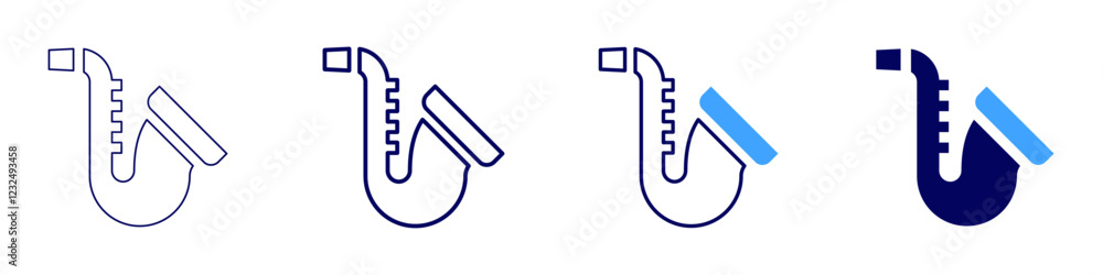 Saxophone icon in 4 different styles. Thin Line, Line, Bold, and Bold Line. Duotone style. Editable stroke Saxophone icon in 4 different styles. Thin Line, Line, Bold, and Bold Line. Duotone style. Editable stroke