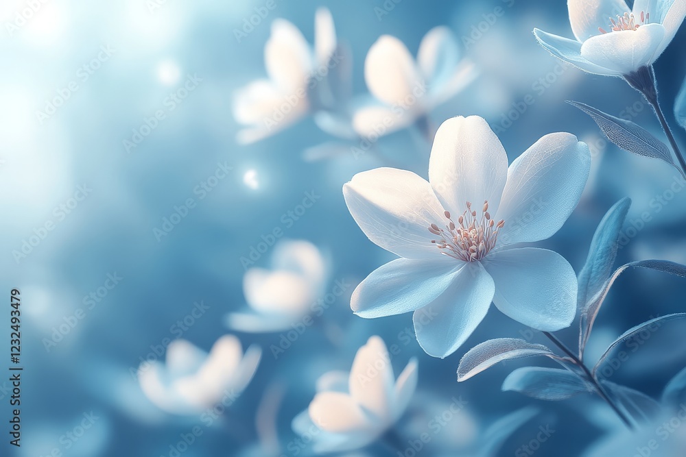 Spring background with white blossoms, blue sky, and sunlight shining through petals. Fresh, bright mood with ample copy space, clean and sharp focus. Spring background with white blossoms, blue sky, and sunlight shining through petals. Fresh, bright mood with ample copy space, clean and sharp focus.