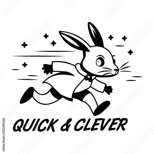 A glyph sticker of clever rabbit with typography 
