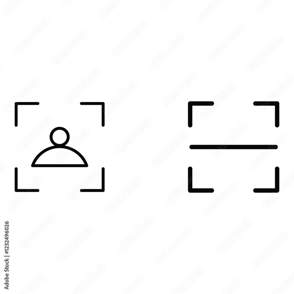scan avatar icon. icon set black line scan avatar icon. icon set black line