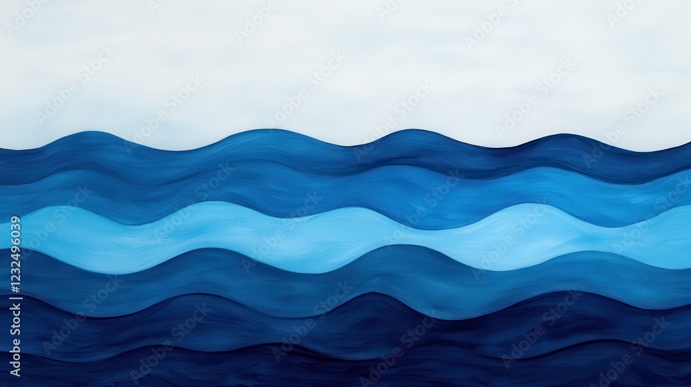 Fototapeta premium Abstract Waves in Blue Shades with Smooth Fluid Movement