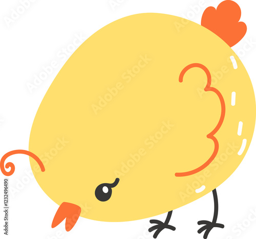 Little Yellow Chick Pecking Feed