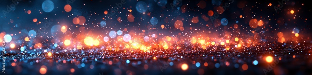 Obraz premium Tiny sparkles float down softly onto a serene surface in a slow-motion dream sequence