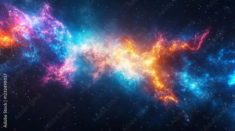 Naklejka premium Stunning cosmic nebula captured in high resolution showcasing vibrant colors and stellar formations