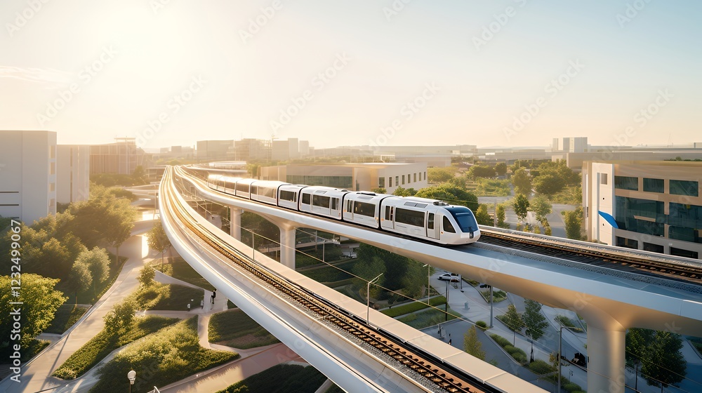 Fototapeta premium Futuristic Cityscape at Sunrise