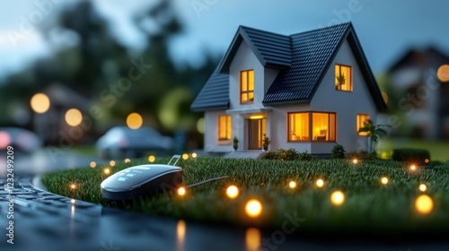 Wallpaper Mural Technologically Advanced Smart Home Illuminated at Night with Beautiful Landscaping and Energy Efficient Features for a Comfortable Convenient and Sustainable Lifestyle Torontodigital.ca