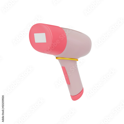 3D rendering of a photoepilator in pastel pink and gold tones. A cosmetic device for hair removal, designed in a modern minimalist style. Isolated on a white background.