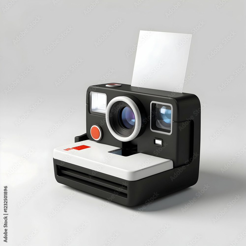 Stylish Retro Instant Camera with Blank Print Ready to Capture Memories Stylish Retro Instant Camera with Blank Print Ready to Capture Memories