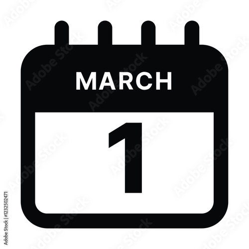 March 1 calendar icon design vector illustration