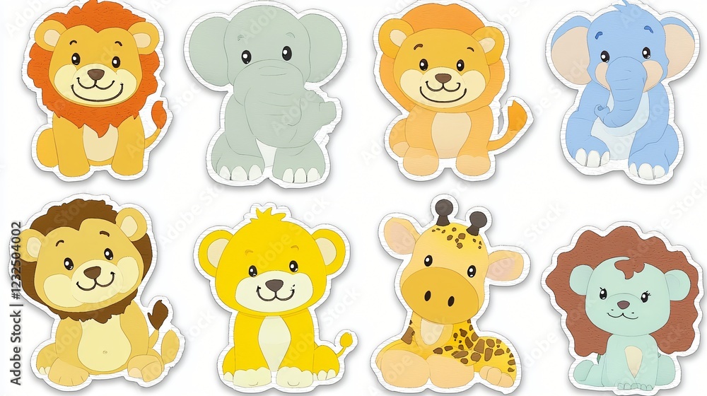 Cute safari animals illustration, ideal for children's books Cute safari animals illustration, ideal for children's books