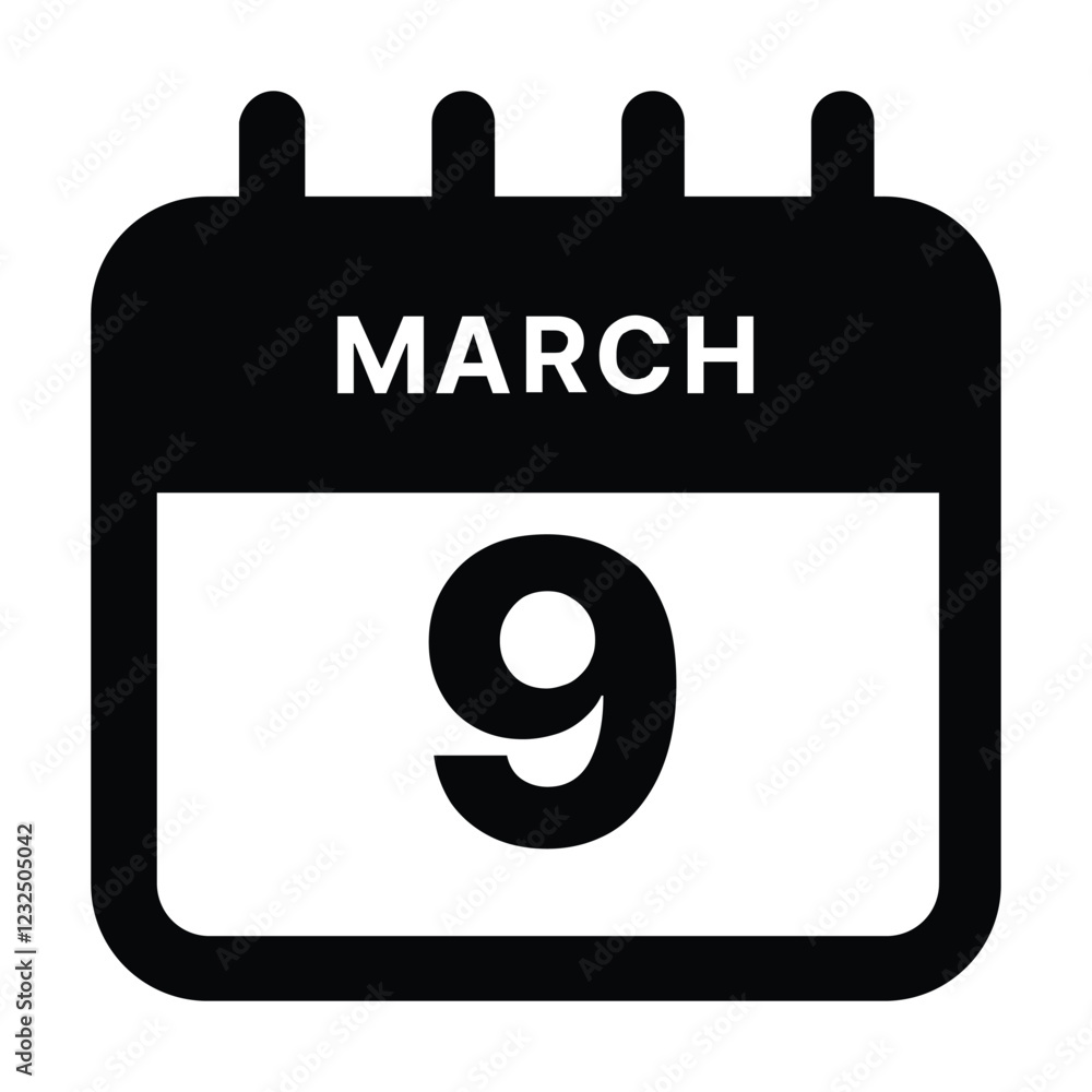March 9 calendar icon design vector illustration March 9 calendar icon design vector illustration