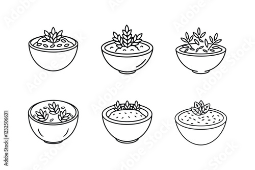 oatmeal icon line art vector illustration
