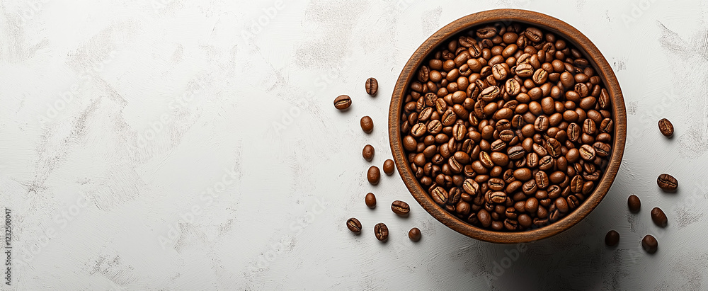 Coffee beans and a coffee cup on a white background, a flat lay banner with copy space for a design template stock photo contest winner, flat lay photography, minimalistic stock photo, flat lay mockup Coffee beans and a coffee cup on a white background, a flat lay banner with copy space for a design template stock photo contest winner, flat lay photography, minimalistic stock photo, flat lay mockup