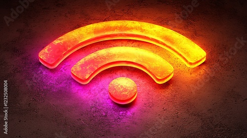 Glowing Wifi Symbol on Dark Background