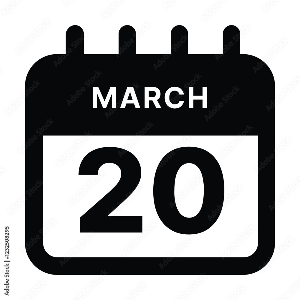 March 20 calendar icon design vector illustration March 20 calendar icon design vector illustration