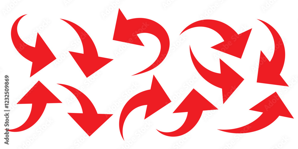 Red large forward or left pointing solid long arrow icon sketched as vector symbol Red large forward or left pointing solid long arrow icon sketched as vector symbol