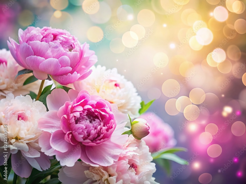 Elegant Peony Flower Background with Copy Space for Text - Perfect for Spring & Summer Designs Elegant Peony Flower Background with Copy Space for Text - Perfect for Spring & Summer Designs