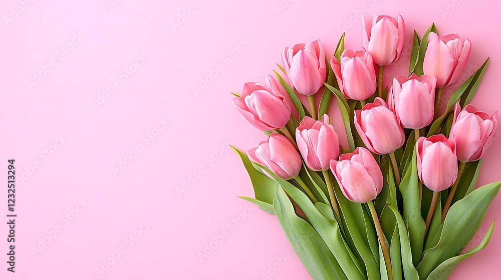 Pink tulips bouquet on pink background. (1) Pink tulips bouquet on pink background. (1)
