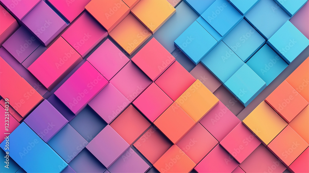 Multicolored Square and Rectangular Mosaic – A Perfect Digital Art Concept Multicolored Square and Rectangular Mosaic – A Perfect Digital Art Concept