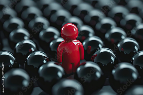 Red and black figures symbolizing insider threats within a crowd