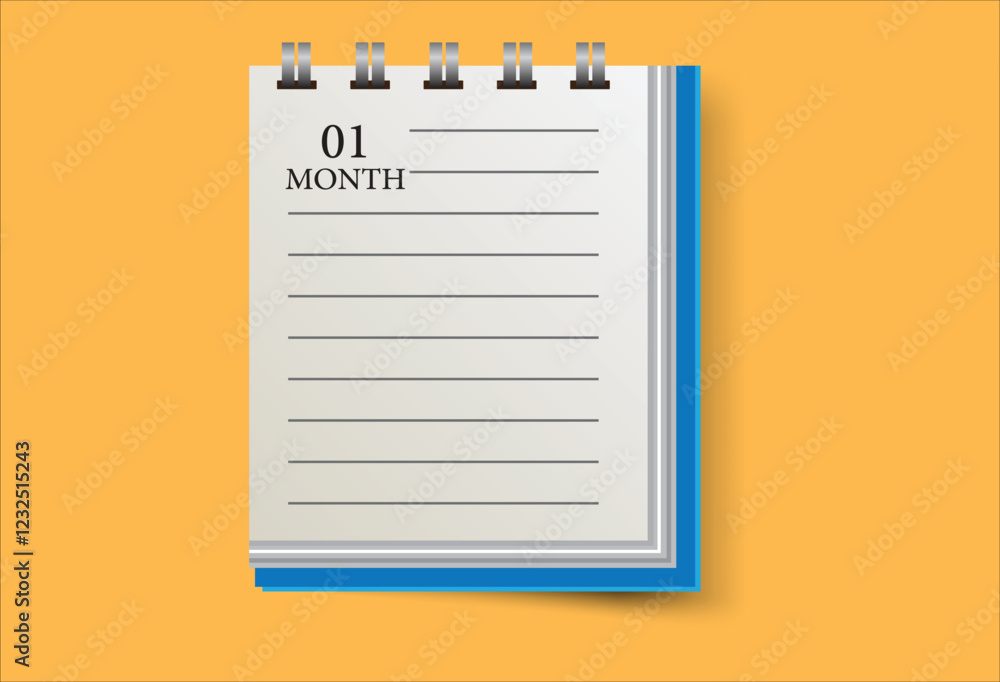 Empty notebook with a spiral binder, featuring blank pages for memo, diary, or mockup purposes. Isolated and ready for versatile stationery use Empty notebook with a spiral binder, featuring blank pages for memo, diary, or mockup purposes. Isolated and ready for versatile stationery use