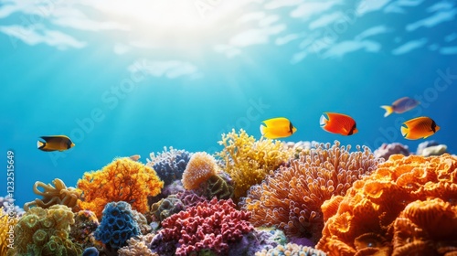 Wallpaper Mural Vibrant Coral Reef Underwater Scene with Colorful Fish Swimming Torontodigital.ca