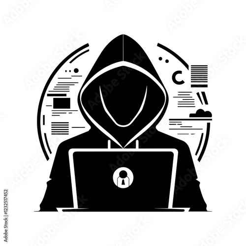 illustration of a person with a computer