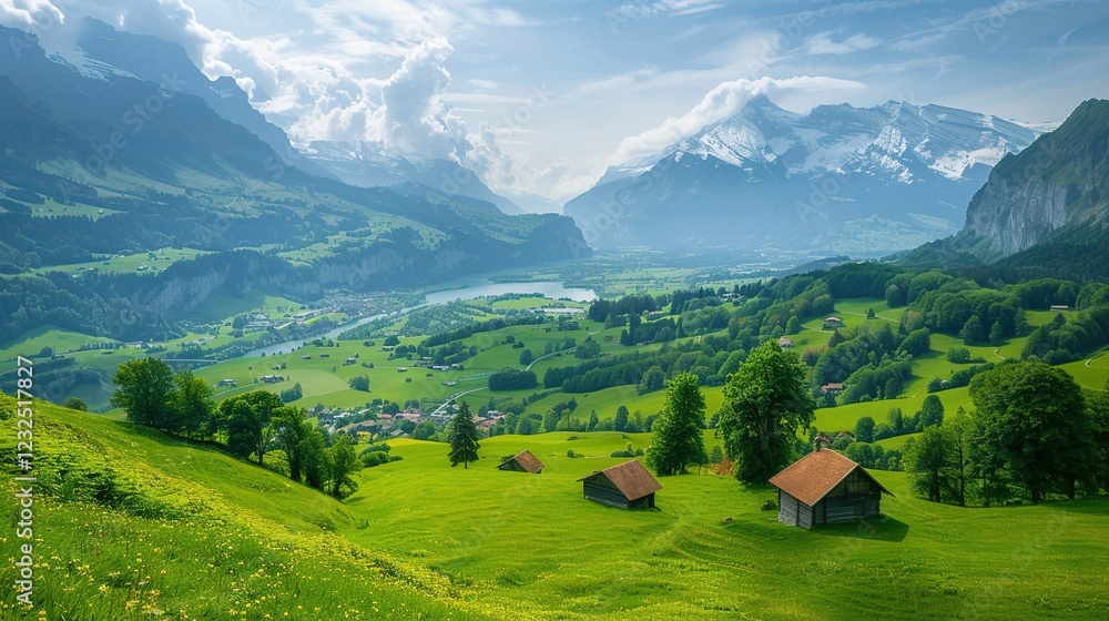 The Enchanting Allure of the Lush Green Valleys in the Swiss Alps during Summer The Enchanting Allure of the Lush Green Valleys in the Swiss Alps during Summer