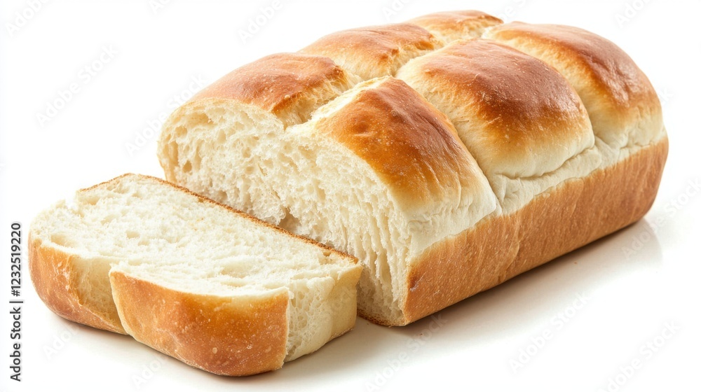 Freshly Baked Sliced White Bread on a Clean White Background Freshly Baked Sliced White Bread on a Clean White Background