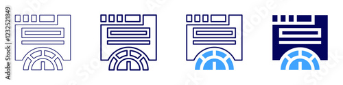 Speedometer materials icon in 4 different styles. Thin Line, Line, Bold, and Bold Line. Duotone style. Editable stroke photo