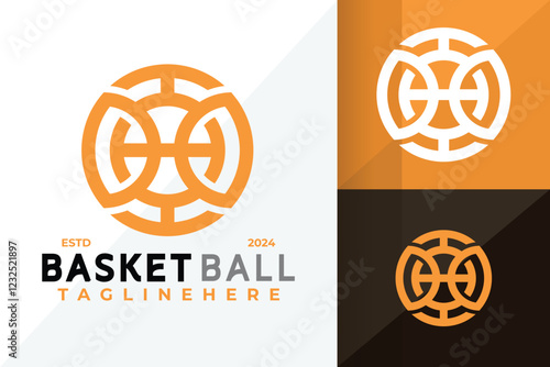 Letter H Basket Ball Logo Icon Vector Design Illustration