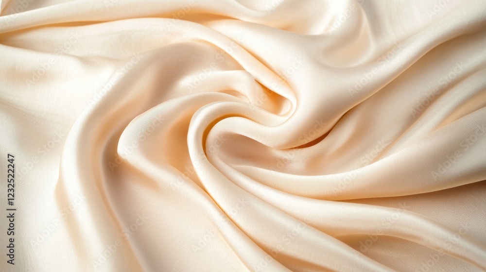 Beige cotton texture ripple background. Top view of pastel silk fabric luxury backdrop. Abstract crumpled textile waves. Elegant wallpaper design for cosmetics and beauty industry Beige cotton texture ripple background. Top view of pastel silk fabric luxury backdrop. Abstract crumpled textile waves. Elegant wallpaper design for cosmetics and beauty industry