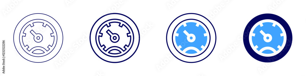 Speedometer tech specs icon in 4 different styles. Thin Line, Line, Bold, and Bold Line. Duotone style. Editable stroke Speedometer tech specs icon in 4 different styles. Thin Line, Line, Bold, and Bold Line. Duotone style. Editable stroke