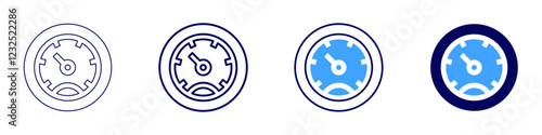 Speedometer tech specs icon in 4 different styles. Thin Line, Line, Bold, and Bold Line. Duotone style. Editable stroke