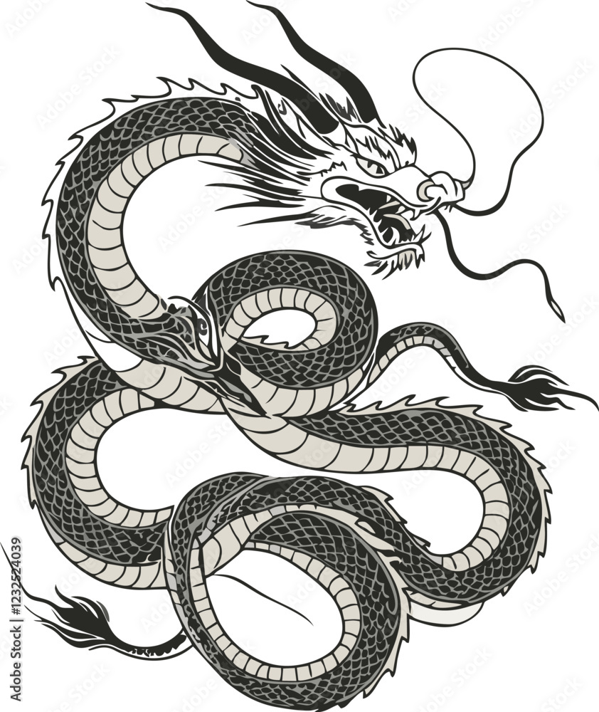 Obraz premium dragon snake Chinese New Year mascot logo design concept line vector illustration white background